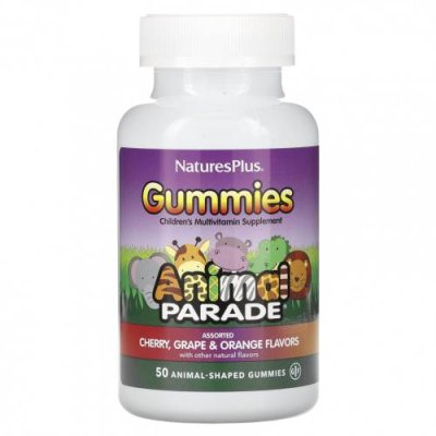 NaturesPlus, Animal Parade, детские мультивитаминные жевательные мармеладки, ассорти, 50 жевательных мармеладок / Детские мультивитамины | Аптека | V4.Ru: Маркетплейс