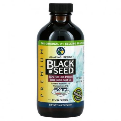 Amazing Herbs, Black Seed, 100% чистое масло холодного отжима из семян черного тмина, 240 мл (8 жидк. унции) / Черный тмин | Аптека | V4.Ru: Маркетплейс