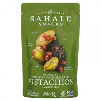 Sahale Snacks, Snack Better, фисташки с натуральным вкусом граната, глазированная смесь, 4 унции (113 г) / Фисташки | Аптека | V4.Ru: Маркетплейс