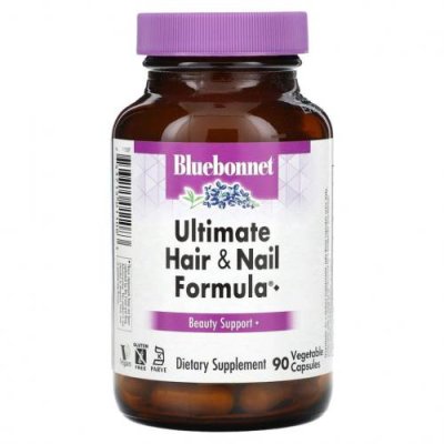 Bluebonnet Nutrition, Ultimate Hair & Nail Formula, 90 растительных капсул / Препараты для волос, кожи и ногтей | Аптека | V4.Ru: Маркетплейс