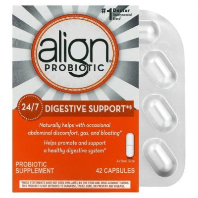 Align Probiotics, Поддержка пищеварения 24/7, добавка с пробиотиками, 42 капсулы / Бифидобактерии | Аптека | V4.Ru: Маркетплейс