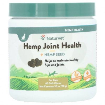 NaturVet, Hemp Joint Health Plus Hemp Seed, для кошек, 60 жевательных таблеток, 90 г (3 унции) / Витамины и минералы для питомцев | Аптека | V4.Ru: Маркетплейс