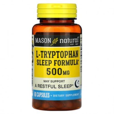 Mason Natural, L-Tryptophan Sleep Formula, 500 mg, 60 Capsules / L-триптофан | Аптека | V4.Ru: Маркетплейс