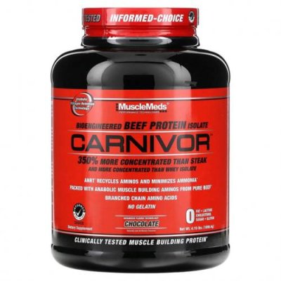 MuscleMeds, Carnivor, биоинженерный изолят говяжьего протеина, шоколад, 1898,4 г (4,19 фунта) / Говяжий белок | Аптека | V4.Ru: Маркетплейс