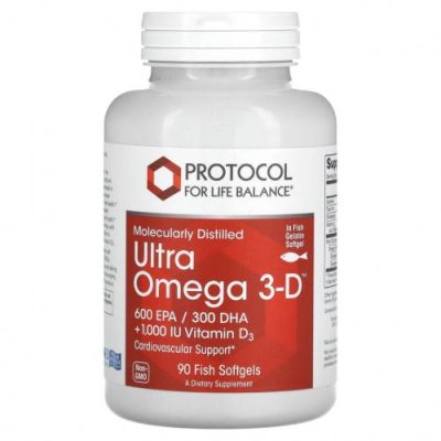 Protocol for Life Balance, Ultra Omega 3-D, 90 рыбных капсул / Рыбий жир омега-3 | Аптека | V4.Ru: Маркетплейс