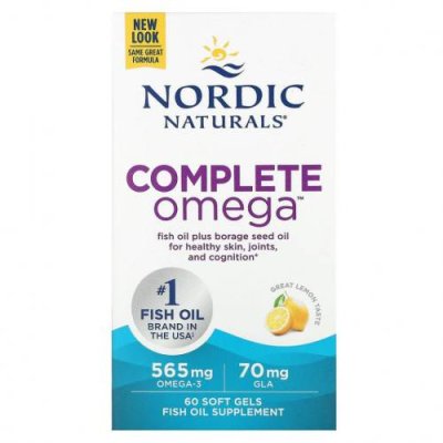 Nordic Naturals, Complete Omega, лимон, 60 мягких таблеток / Незаменимые жирные кислоты, комбинации омега-3, -6 и -9 | Аптека | V4.Ru: Маркетплейс