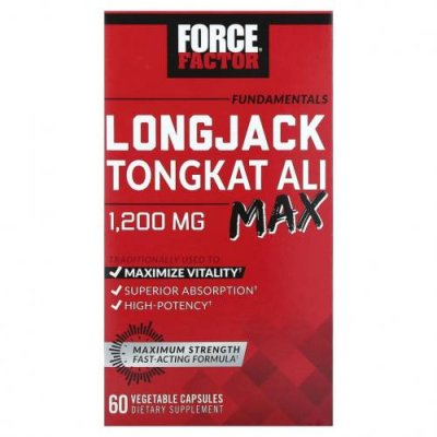 Force Factor, Fundamentals, LongJack Tongkat Ali Max, 1200 мг, 60 растительных капсул / Tongkat Ali | Аптека | V4.Ru: Маркетплейс