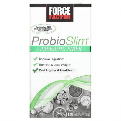 Force Factor, ProbioSlim, с пребиотической клетчаткой, 120 вегетарианских капсул / Пробиотики | Аптека | V4.Ru: Маркетплейс