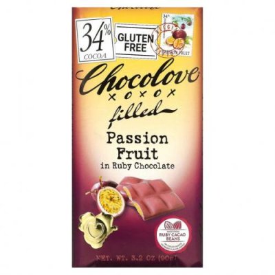 Chocolove, Маракуйя в плитке из рубинового шоколада, 34% какао, 90 г (3,2 унции) / Шоколад | Аптека | V4.Ru: Маркетплейс