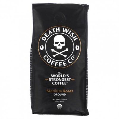 Death Wish Coffee, Самый крепкий в мире кофе, молотый, средней обжарки, 454 г (16 унций) / Кофе средней степени обжарки | Аптека | V4.Ru: Маркетплейс