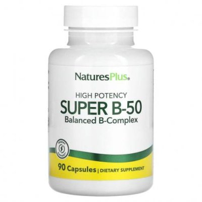 NaturesPlus, Super B-50 с высокой эффективностью, 90 капсул / Комплекс витаминов группы B | Аптека | V4.Ru: Маркетплейс