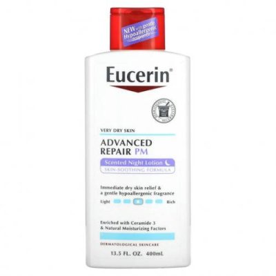 Eucerin, Advanced Repair Lotion, PM, ароматизированный ночной лосьон, 400 мл (13,5 жидк. Унции) / Ночные увлажняющие средства и кремы | Аптека | V4.Ru: Маркетплейс