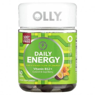 OLLY, Daily Energy, без кофеина, Tropical Passion, 60 жевательных таблеток / B12 | Аптека | V4.Ru: Маркетплейс