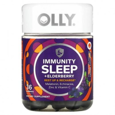 OLLY, Immunity Sleep + бузина, полуночная ягода, 36 жевательных таблеток / Снотворные | Аптека | V4.Ru: Маркетплейс