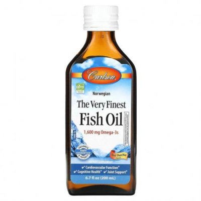 Carlson, The Very Finest Fish Oil, Just Peachie, 1,600 mg, 6.7 fl oz (200 ml) / Рыбий жир омега-3 | Аптека | V4.Ru: Маркетплейс