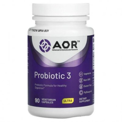 Advanced Orthomolecular Research AOR, Probiotic 3, 90 растительных капсул / Пробиотики | Аптека | V4.Ru: Маркетплейс