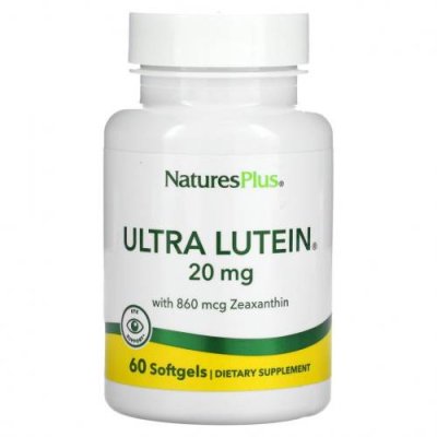 NaturesPlus, Ultra Lutein, лютеин с зеаксантином, 20 мг, 60 капсул / Лютеин и зеаксантин | Аптека | V4.Ru: Маркетплейс