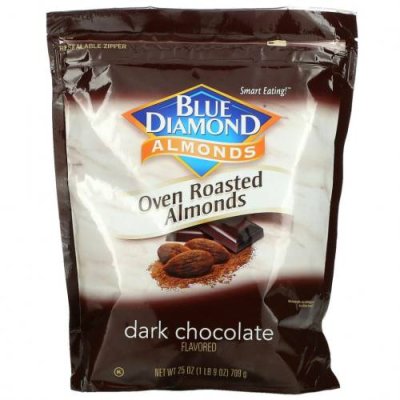 Blue Diamond, Almonds, обжаренный в духовке миндаль, темный шоколад, 709 г (25 унций) / Миндаль | Аптека | V4.Ru: Маркетплейс