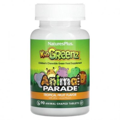 NaturesPlus, Source of Life, Animal Parade, Kid Greenz, вкус натуральных тропических фруктов, 90 животных / Здоровье детей | Аптека | V4.Ru: Маркетплейс