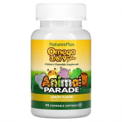 NaturesPlus, Source of Life, Animal Parade, омега 3/6/9 юниор, со вкусом натурального лимона, 90 капсул / ДГК и омега для детей | Аптека | V4.Ru: Маркетплейс