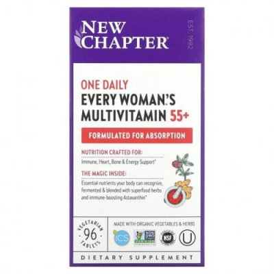 New Chapter, 55+ Every Woman's One Daily, витаминный комплекс на основе цельных продуктов для женщин старше 55 лет, 96 вегетарианских таблеток / Мультивитамины для пожилых | Аптека | V4.Ru: Маркетплейс