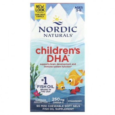 Nordic Naturals, ДГК для детей, клубника, для детей 3–6 лет, 62.5 мг, 90 желатиновых мини-капсул / ДГК и омега для детей | Аптека | V4.Ru: Маркетплейс