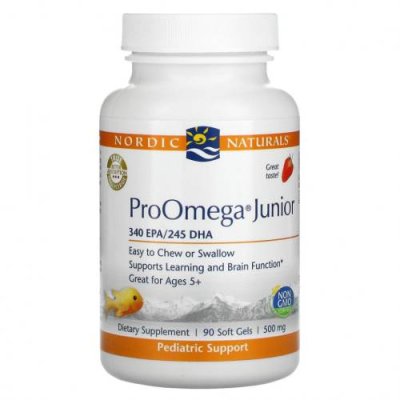 Nordic Naturals, ProOmega Junior, клубничный вкус, 340 мг, 90 мягких таблеток / ДГК и омега для детей | Аптека | V4.Ru: Маркетплейс