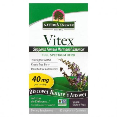 Nature's Answer, Vitex, ягоды монашьего перца, витекса священного, 90 вегетарианских капсул / Витекс священный | Аптека | V4.Ru: Маркетплейс