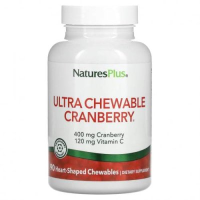 NaturesPlus, Ultra Chewable Cranberry с витамином C, клюква / клубника, 90 жевательных ягод / Клюква | Аптека | V4.Ru: Маркетплейс