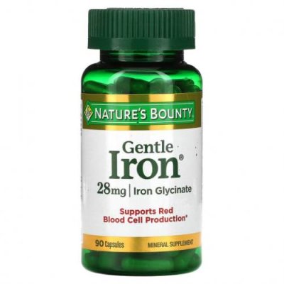 Nature's Bounty, Gentle Iron, железо, 28 мг, 90 капсул / Железо | Аптека | V4.Ru: Маркетплейс