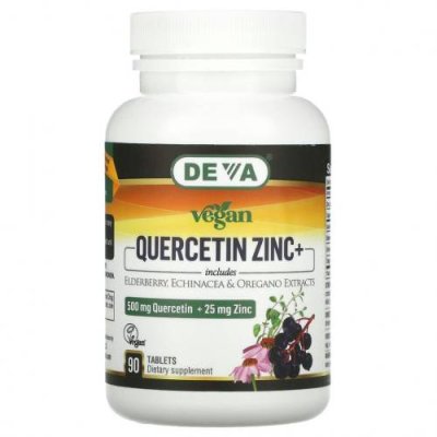 Deva, Vegan Quercetin Zinc+, 500 mg + 25 mg, 90 Tablets / Кверцетин | Аптека | V4.Ru: Маркетплейс