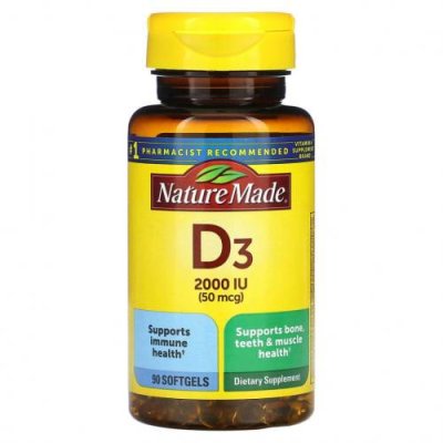 Nature Made, Vitamin D3, 50 mcg, 90 Softgels / D3 (холекальциферол) | Аптека | V4.Ru: Маркетплейс