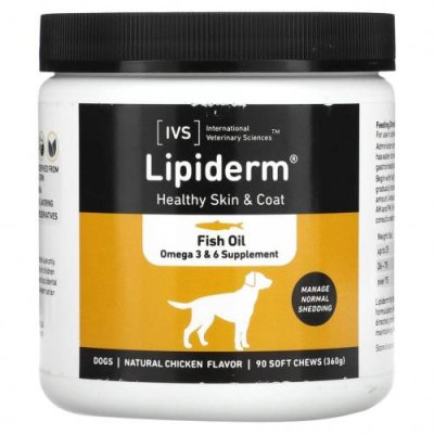 International Veterinary Sciences, Lipiderm, для здоровья кожи и шерсти, для собак, натуральная курица, 90 жевательных таблеток / Омега и масла для питомцев | Аптека | V4.Ru: Маркетплейс