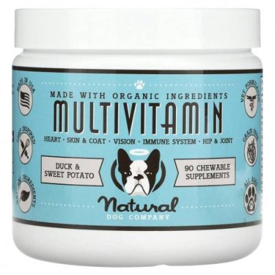 Natural Dog Company, Мультивитамины, для всех возрастов, утка и батат, 90 жевательных таблеток, 284 г (10 унций) / Витамины и минералы для питомцев | Аптека | V4.Ru: Маркетплейс