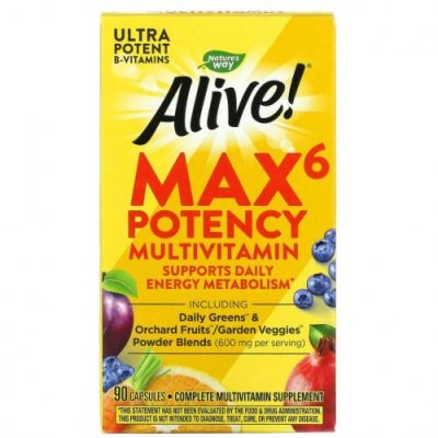 Nature's Way, Alive! Max6 Potency, мультивитамины, 90 капсул / Мультивитамины | Аптека | V4.Ru: Маркетплейс