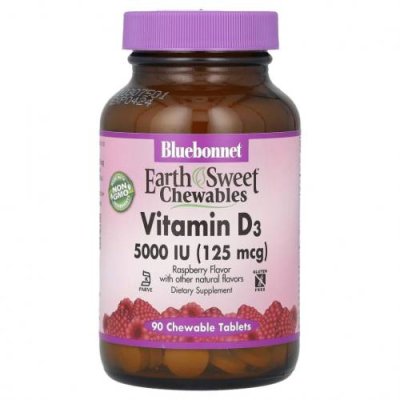 Bluebonnet Nutrition, витамин D3, малина, 5000 МЕ (125 мкг), 90 жевательных таблеток / D3 (холекальциферол) | Аптека | V4.Ru: Маркетплейс