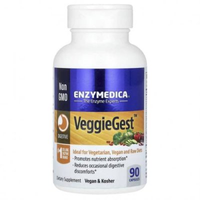 Enzymedica, VeggieGest, (предыдущее название Gastro), 90 капсул / Пищеварительные ферменты | Аптека | V4.Ru: Маркетплейс