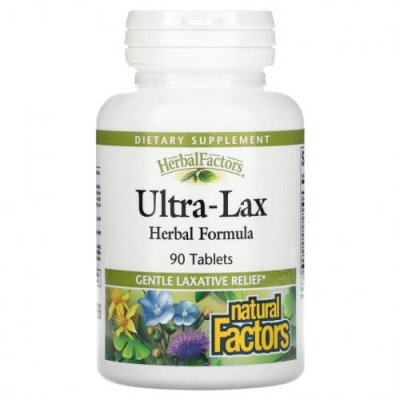 Natural Factors, Ultra-Lax, травяная формула, 90 таблеток / Препараты для ЖКТ | Аптека | V4.Ru: Маркетплейс