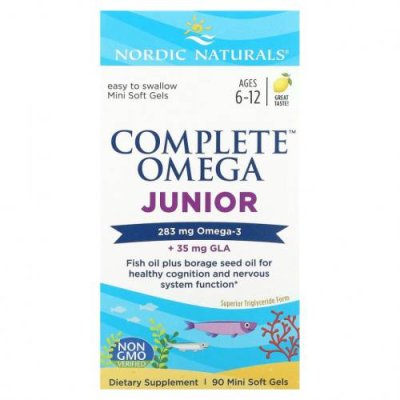 Nordic Naturals, Complete Omega, для детей от 6 до 12 лет, со вкусом лимона, 283 мг, 90 мини-капсул / ДГК и омега для детей | Аптека | V4.Ru: Маркетплейс