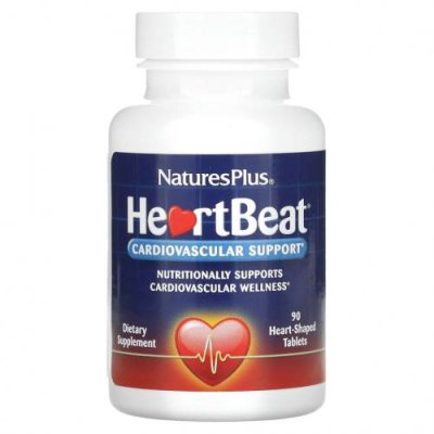 NaturesPlus, HeartBeat, поддержка сердечно-сосудистой системы, 90 таблеток в форме сердца / Пищевые добавки | Аптека | V4.Ru: Маркетплейс