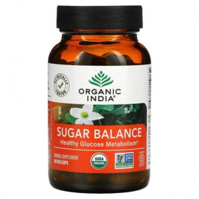 Organic India, Sugar Balance, здоровый метаболизм глюкозы, 90 растительных капсул / Препараты на основе трав | Аптека | V4.Ru: Маркетплейс