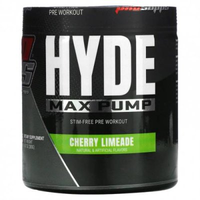 ProSupps, Hyde Max Pump, предтренировочный комплекс без стимуляторов, вишневый лаймад, 280 г (9,87 унции) / Перед тренировкой, без стима | Аптека | V4.Ru: Маркетплейс