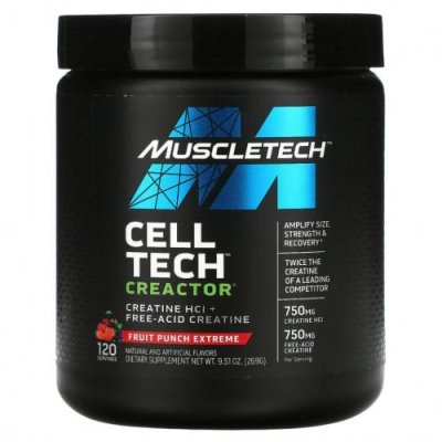 Muscletech, Performance Series, CREACTOR, формула гидрохлорида креатина, с фруктовым вкусом, 269 г (9,51 унции) / Креатин HCl | Аптека | V4.Ru: Маркетплейс