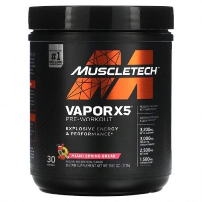 Muscletech, VaporX5, Next Gen, предтренировочный комплекс, со вкусом Miami Spring Break, 272 г (9,60 унции) / Стимуляторы | Аптека | V4.Ru: Маркетплейс