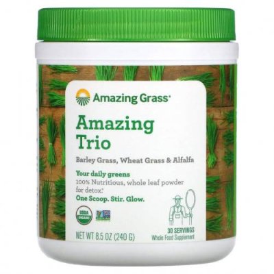 Amazing Grass, Amazing Trio, ростки ячменя, ростки пшеницы и люцерна, 240 г (8,5 унции) / Стебли ячменя | Аптека | V4.Ru: Маркетплейс