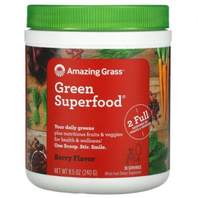 Amazing Grass, Green Superfood, ягоды, 240 г (8,5 унции) / Смеси зелени и суперфудов | Аптека | V4.Ru: Маркетплейс