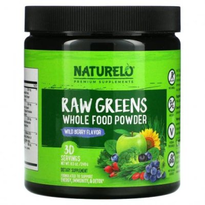 NATURELO, Raw Greens, порошок из цельных продуктов, лесные ягоды, 240 г (8,5 унции) / Смеси зелени и суперфудов | Аптека | V4.Ru: Маркетплейс