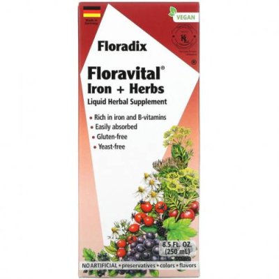 Gaia Herbs, Floradix, Floravital Iron + Herbs, 8,5 жидких унций (250 мл) / Железо | Аптека | V4.Ru: Маркетплейс