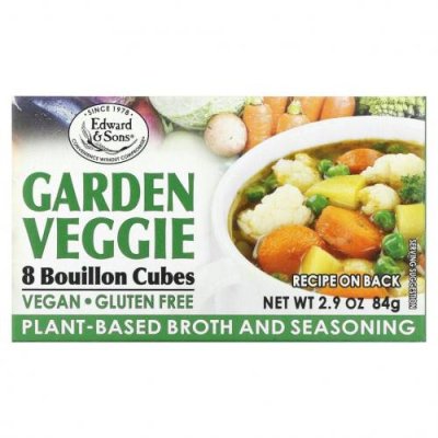 Edward & Sons, Edward & Sons, Garden Veggie, Bouillon Cubes, 8 Cubes / Бульоны и мясные отвары | Аптека | V4.Ru: Маркетплейс