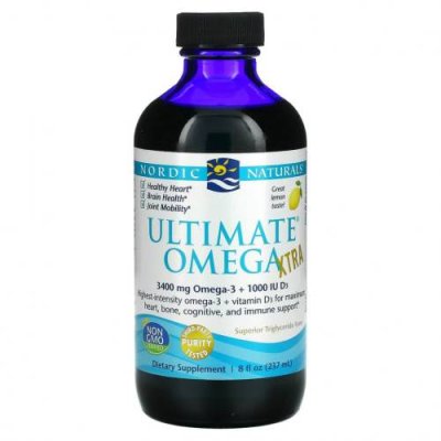 Nordic Naturals, Ultimate Omega Xtra, лимон, 8 жидких унций (237 мл) / Рыбий жир омега-3 | Аптека | V4.Ru: Маркетплейс